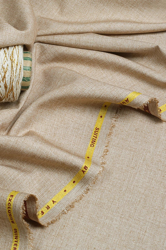 Picture of Fabrich - Men's Unstitch Textured Poly Blend Kameez Shalwar - Beige - Available at Raja Sahib