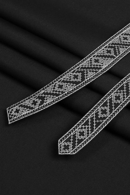 Fabrich - Men's Unstitch Tarkashi Effect Embroidered Bann - Black