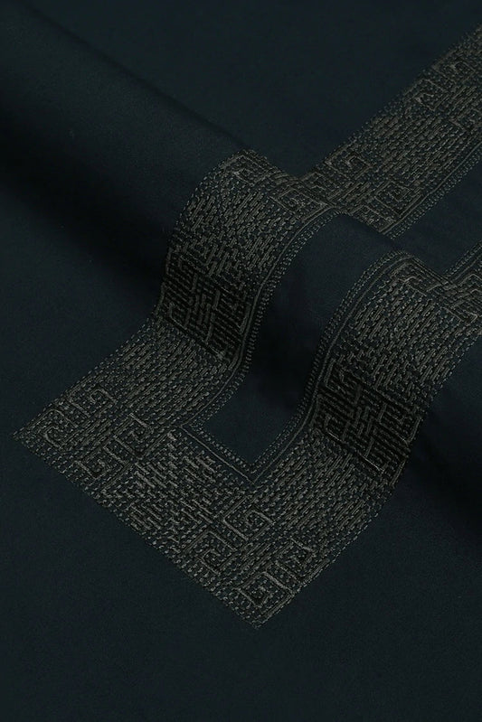 Fabrich - Men's Unstitch Tarkashi Effect Embroidered Neckline - Olive