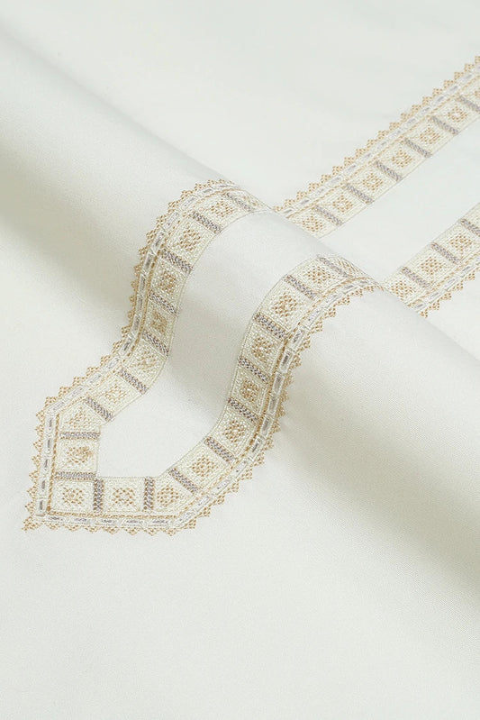 Fabrich - Men's Unstitch Embroidered Neckline Kameez Shalwar Cream