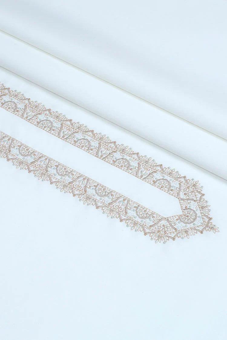 Picture of Fabrich - Men's Unstitch Cotton Embroidered Kameez Shalwar - Off White - Available at Raja Sahib