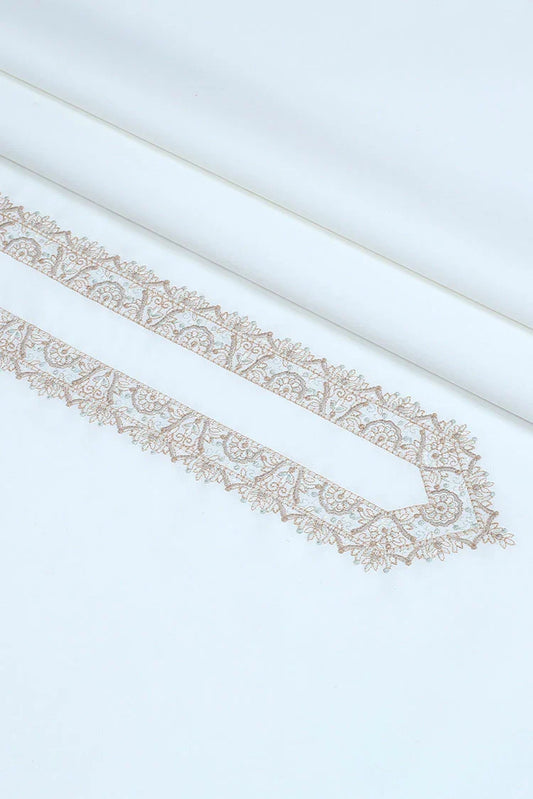 Picture of Fabrich - Men's Unstitch Cotton Embroidered Kameez Shalwar - Off White - Available at Raja Sahib