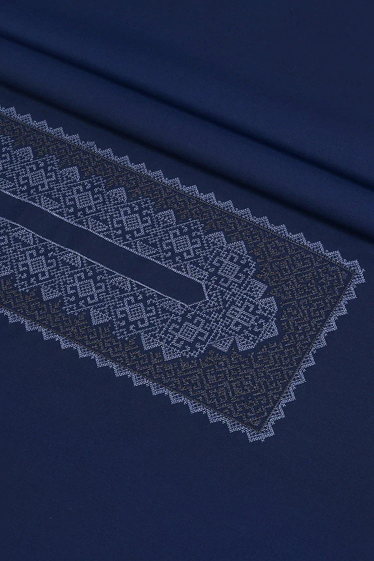 Picture of Fabrich - Men's Unstitch Cross Stitch Embroidered Kameez Shalwar - Navy - Available at Raja Sahib