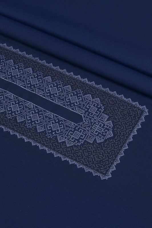 Picture of Fabrich - Men's Unstitch Cross Stitch Embroidered Kameez Shalwar - Navy - Available at Raja Sahib