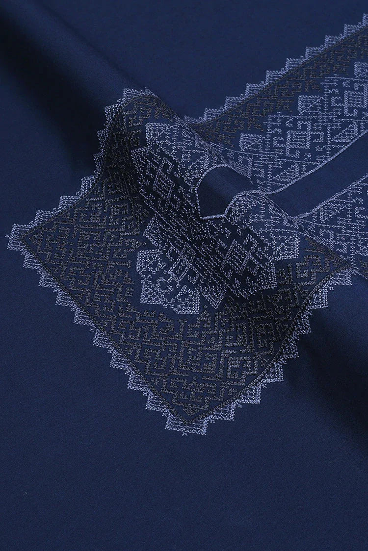 Picture of Fabrich - Men's Unstitch Cross Stitch Embroidered Kameez Shalwar - Navy - Available at Raja Sahib