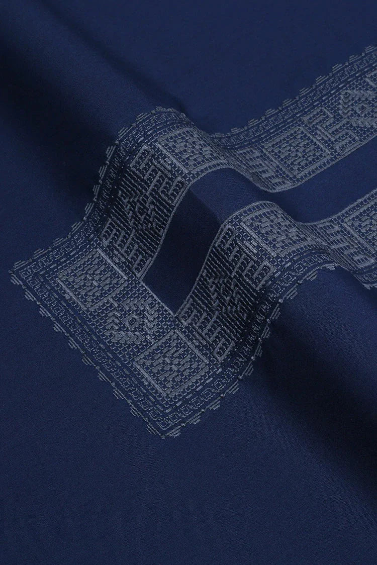 Picture of Fabrich - Men's Unstitch Tarkashi Effect Embroidered Kameez Shalwar - Navy - Available at Raja Sahib