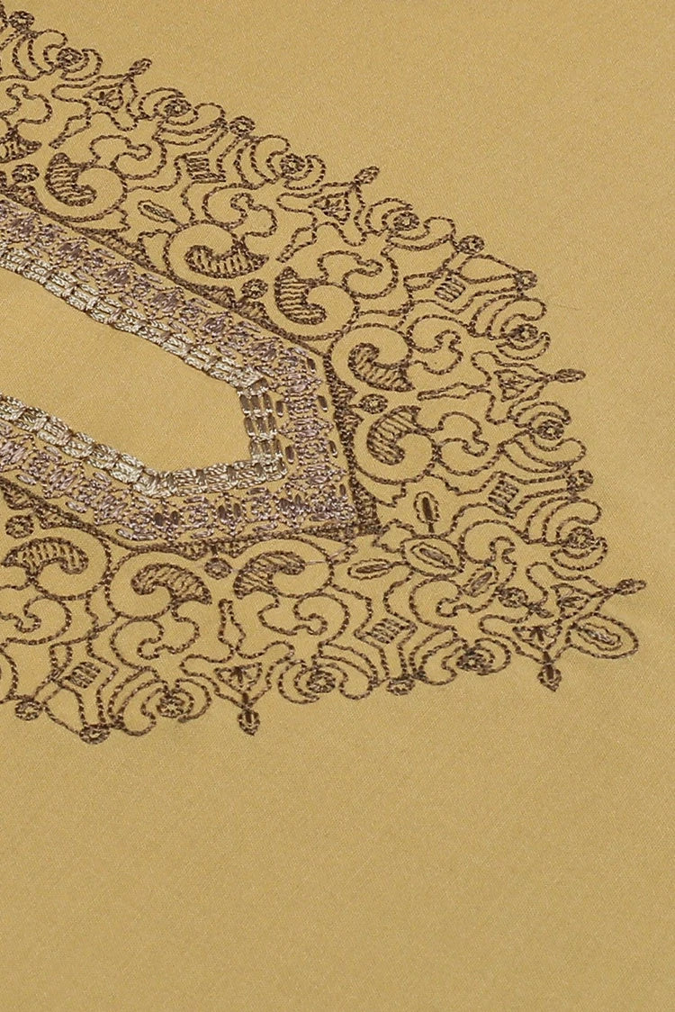 Picture of Fabrich - Men's Unstitch Multi-Colored Embroidered Kameez Shalwar - Mustard - Available at Raja Sahib