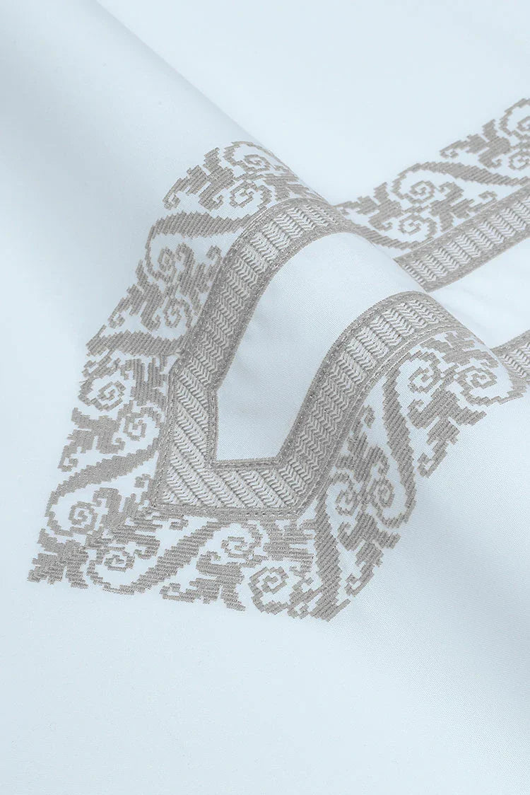 Picture of Fabrich - Men's Unstitch Cotton Thread Embroidered Kameez Shalwar - Off White - Available at Raja Sahib