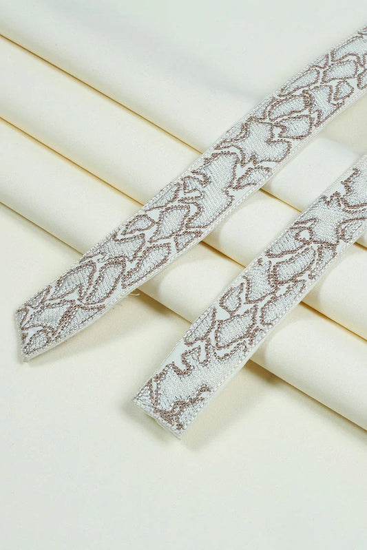 Picture of Fabrich - Men's Unstitch Multi-Colored Embroidered Kameez Shalwar - Cream - Available at Raja Sahib