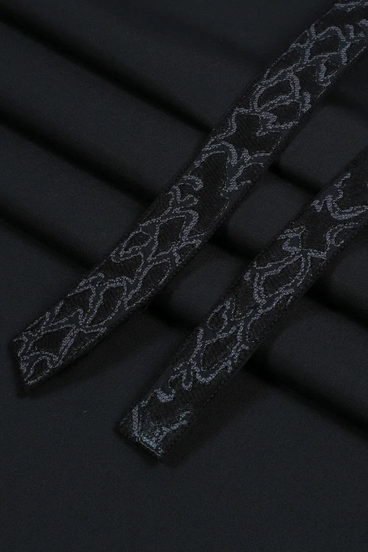 Picture of Fabrich - Men's Unstitch Multi-Colored Embroidered Kameez Shalwar - Black - Available at Raja Sahib