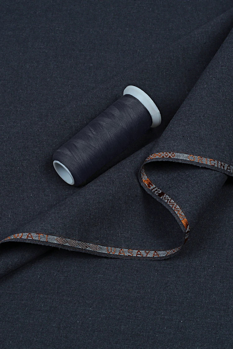 Picture of Fabrich - Men's Unstitch Contrast-Embroidered Khaddar Kameez Shalwar - Charcoal - Available at Raja Sahib