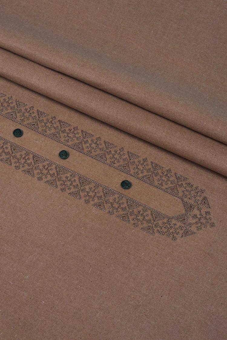 Picture of Fabrich - Men's Unstitch Embroidered Khaddar Kameez Shalwar - Melon - Available at Raja Sahib