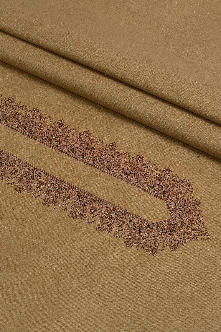 Picture of Fabrich - Men's Unstitch Embroidered Khaddar Cutwork - Wheat-Orange - Available at Raja Sahib
