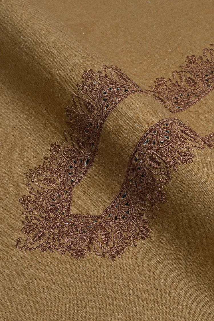 Picture of Fabrich - Men's Unstitch Embroidered Khaddar Cutwork - Wheat-Orange - Available at Raja Sahib