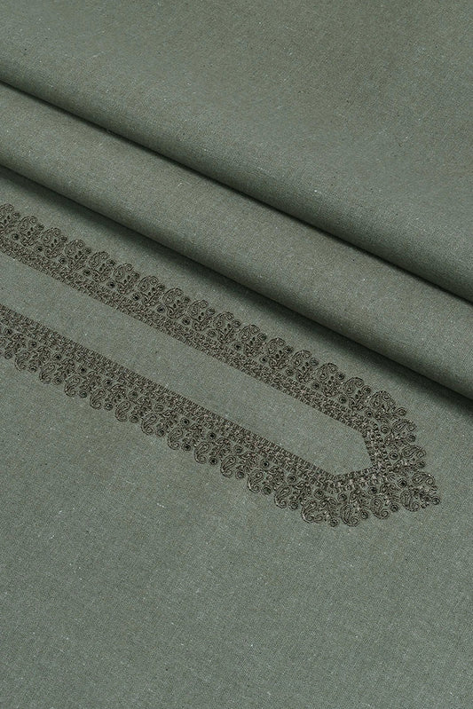 Picture of Fabrich - Men's Unstitch Embroidered Khaddar Cutwork - Moss - Available at Raja Sahib
