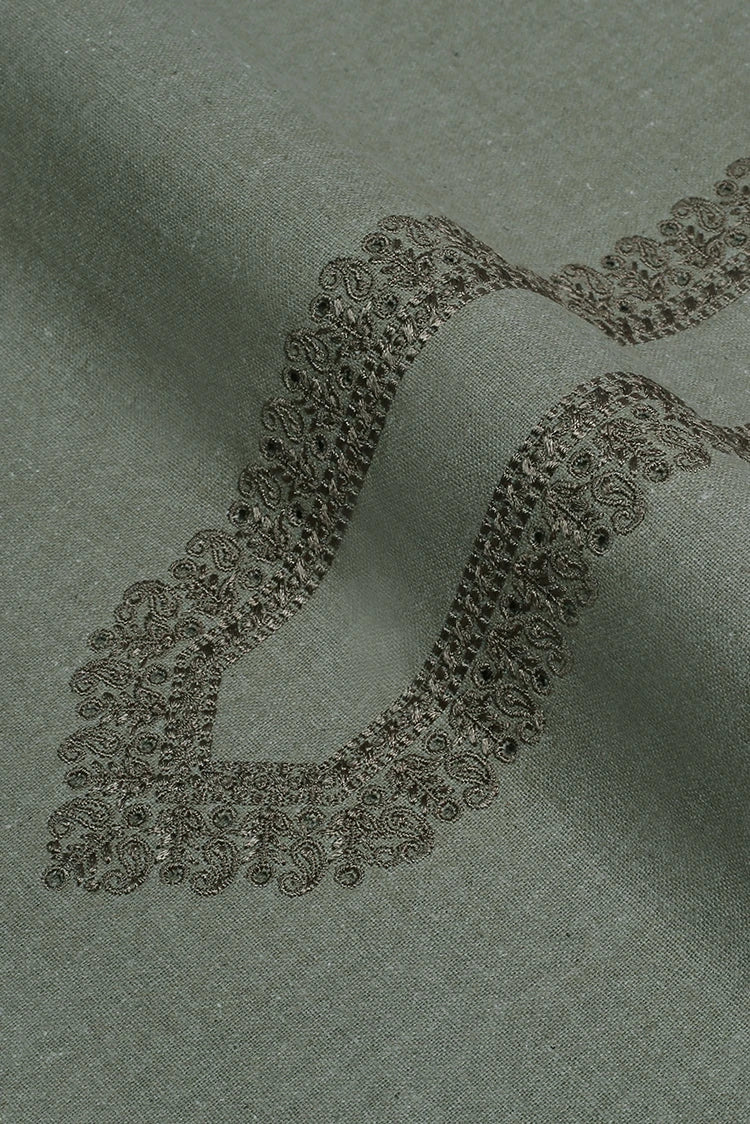 Picture of Fabrich - Men's Unstitch Embroidered Khaddar Cutwork - Moss - Available at Raja Sahib