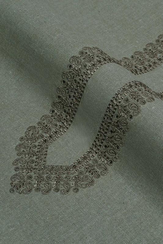Picture of Fabrich - Men's Unstitch Embroidered Khaddar Cutwork - Moss - Available at Raja Sahib