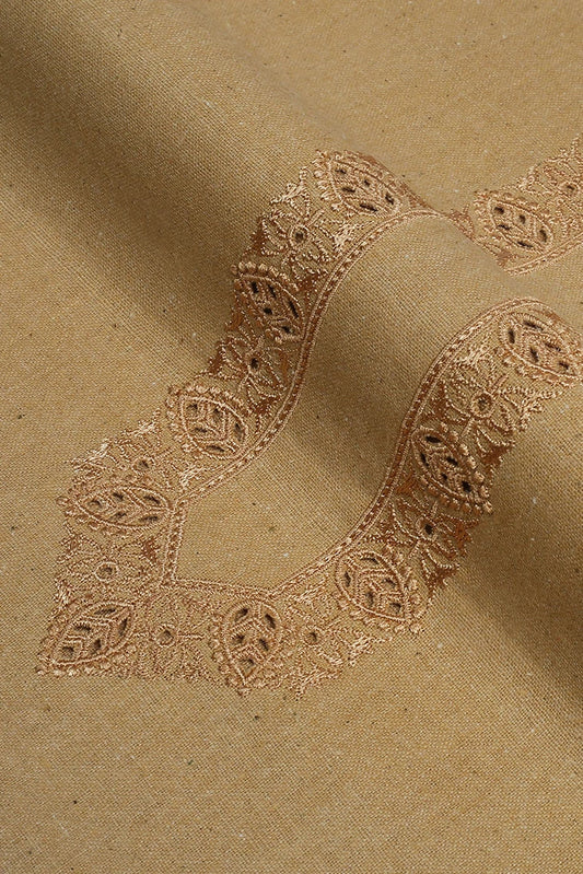 Picture of Fabrich - Men's Unstitch Embroidered Khaddar Cutwork - Bronze - Available at Raja Sahib