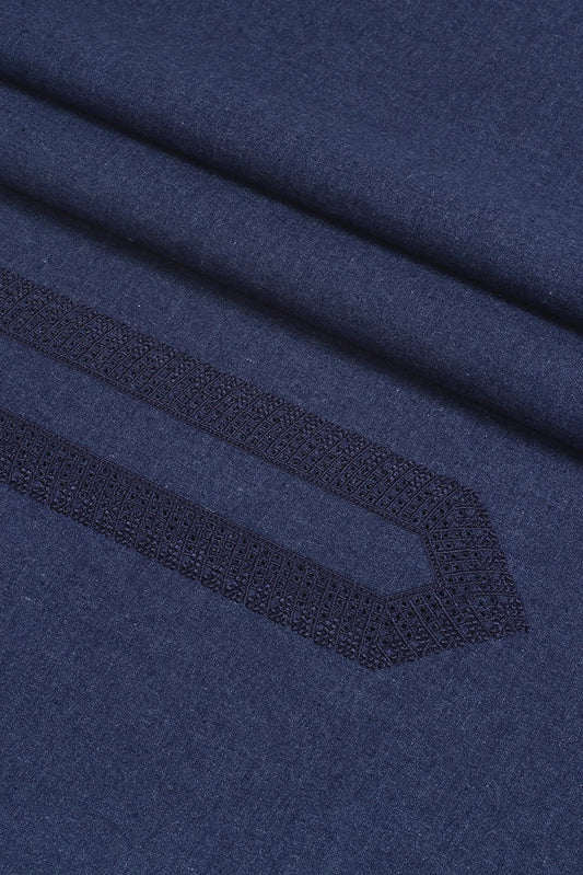Picture of Fabrich - Men's Unstitch Embroidered Khaddar Cutwork - Denim - Available at Raja Sahib