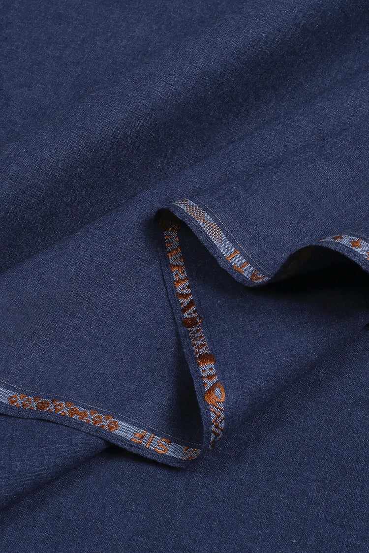 Picture of Fabrich - Men's Unstitch Embroidered Khaddar Cutwork - Denim - Available at Raja Sahib