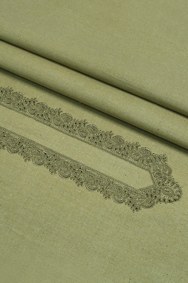 Picture of Fabrich - Men's Unstitch Embroidered Khaddar Cutwork - Sage - Available at Raja Sahib