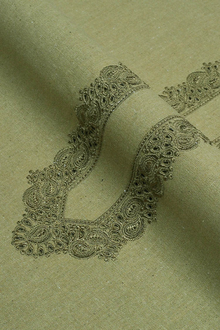 Picture of Fabrich - Men's Unstitch Embroidered Khaddar Cutwork - Sage - Available at Raja Sahib