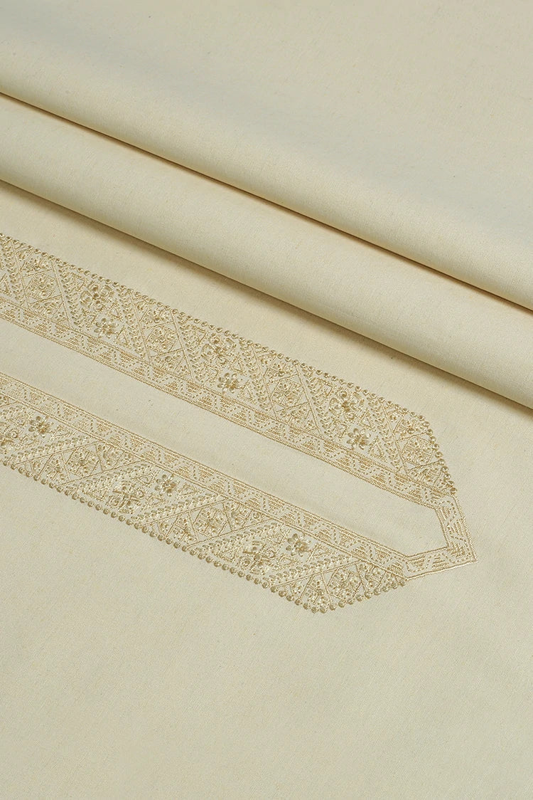 Picture of Fabrich - Men's Unstitch Embroidered Cotton Karandi - Cream - Available at Raja Sahib