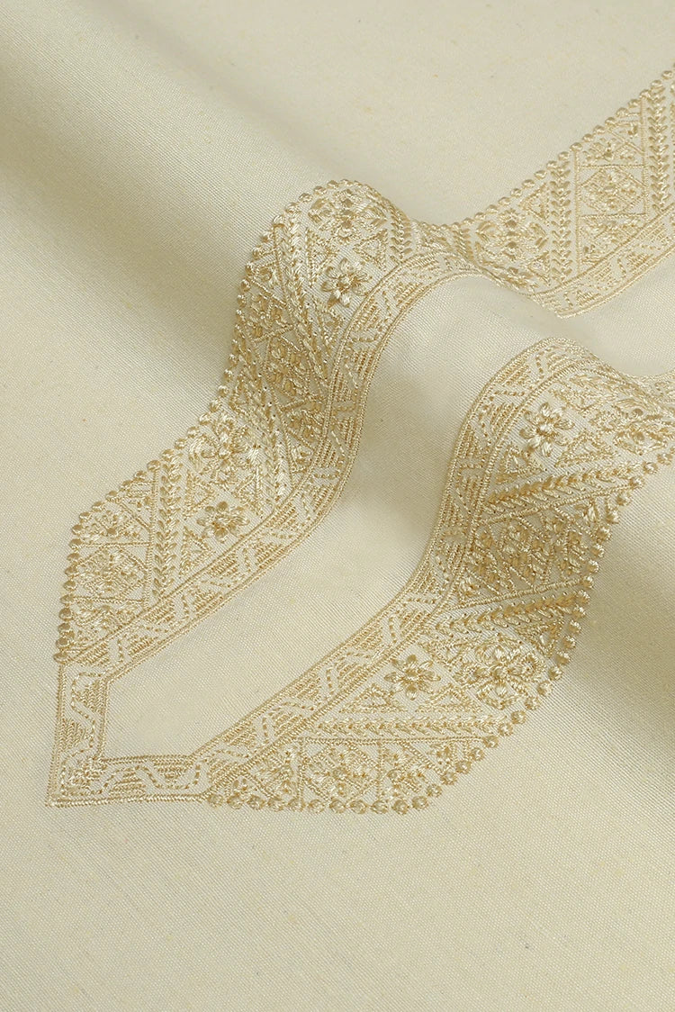 Picture of Fabrich - Men's Unstitch Embroidered Cotton Karandi - Cream - Available at Raja Sahib