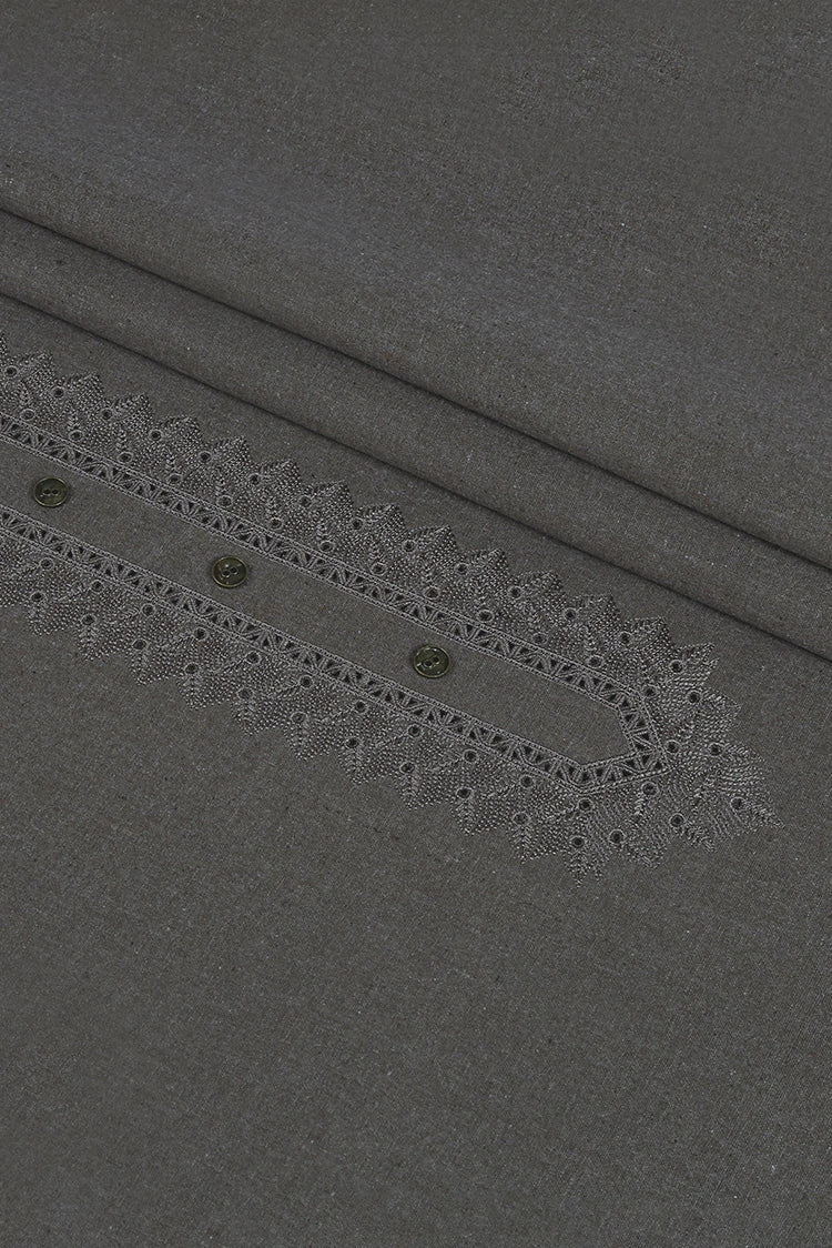 Picture of Fabrich - Men's Unstitch Embroidered Khaddar Cutwork Davy-Grey - Available at Raja Sahib