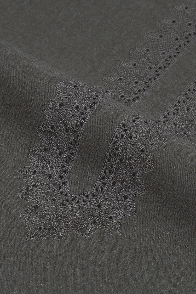 Picture of Fabrich - Men's Unstitch Embroidered Khaddar Cutwork Davy-Grey - Available at Raja Sahib