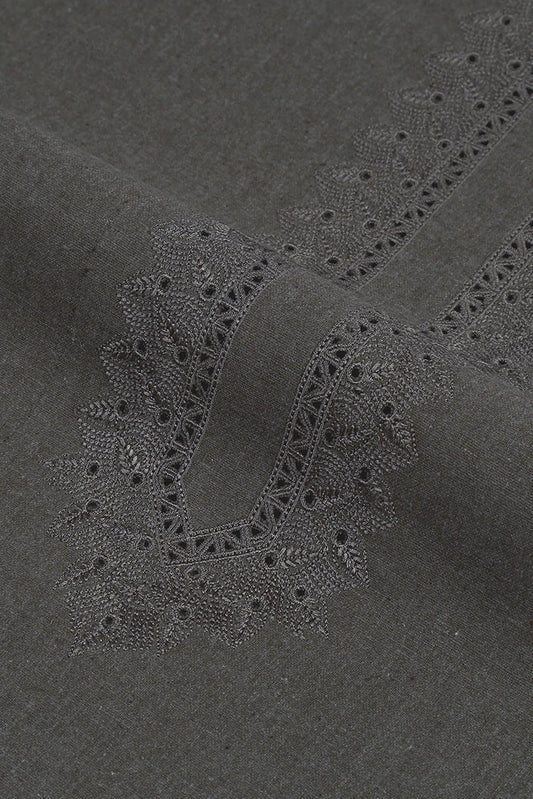 Picture of Fabrich - Men's Unstitch Embroidered Khaddar Cutwork Davy-Grey - Available at Raja Sahib