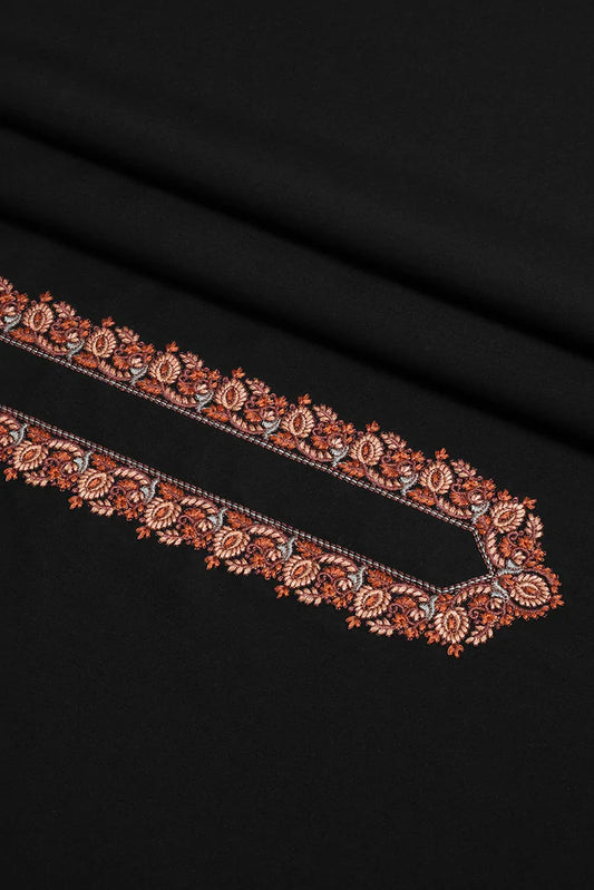 Fabrich - Men's Unstitch Black Kashmiri Embroidered Kameez Shalwar