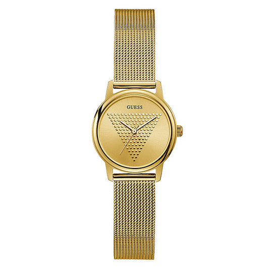 Guess Micro Imprint Gold Stainless Steel Gold Dial Quartz Watch for Ladies - GW0106L2