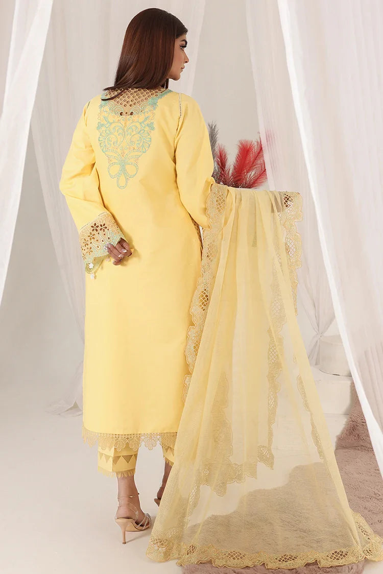 Picture of Bella Studio - Luxury Embroidered Lawn Collection - Hint of Lemon - Available at Raja Sahib