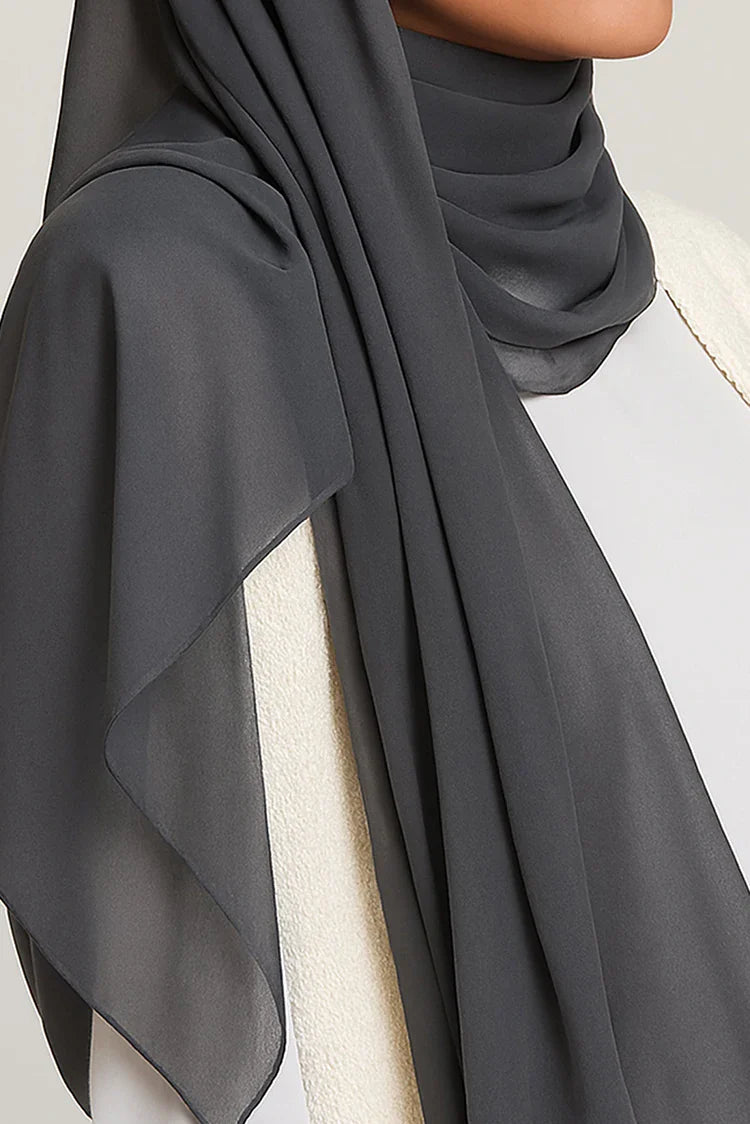 Picture of Divinely Crafted - Hijab Chiffon - Grey - Available at Raja Sahib