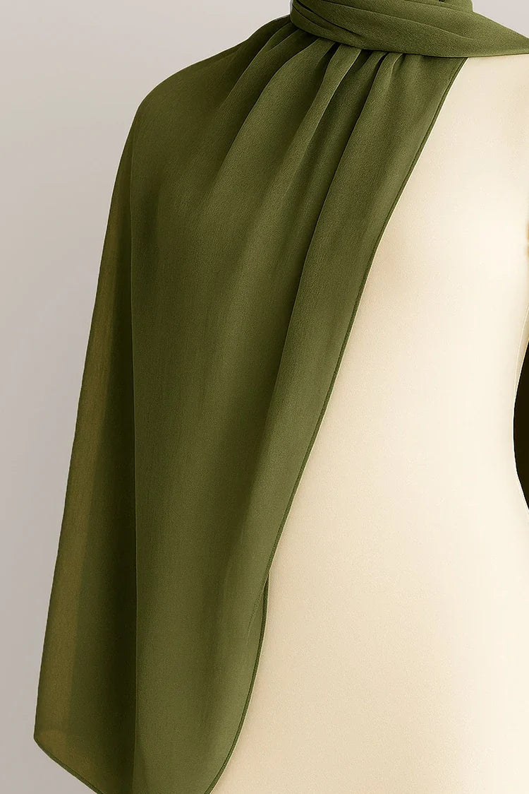 Picture of Divinely Crafted - Hijab Chiffon - Olive - Available at Raja Sahib