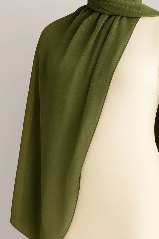 Picture of Divinely Crafted - Hijab Chiffon - Olive - Available at Raja Sahib
