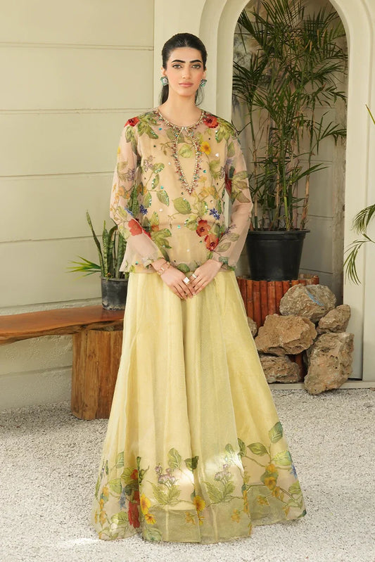 Picture of Stitch Vibes - Ravayah Eid Collection Vol 1 - Ayla Verde Crop Top Skirt - Available at Raja Sahib