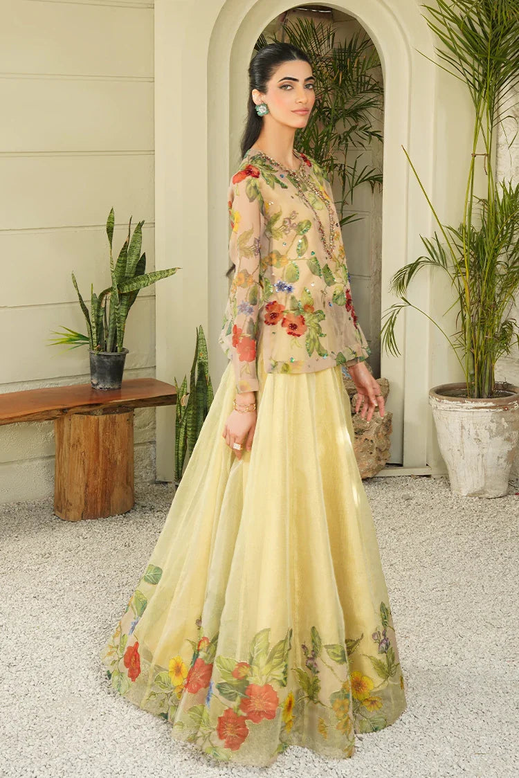 Picture of Stitch Vibes - Ravayah Eid Collection Vol 1 - Ayla Verde Crop Top Skirt - Available at Raja Sahib