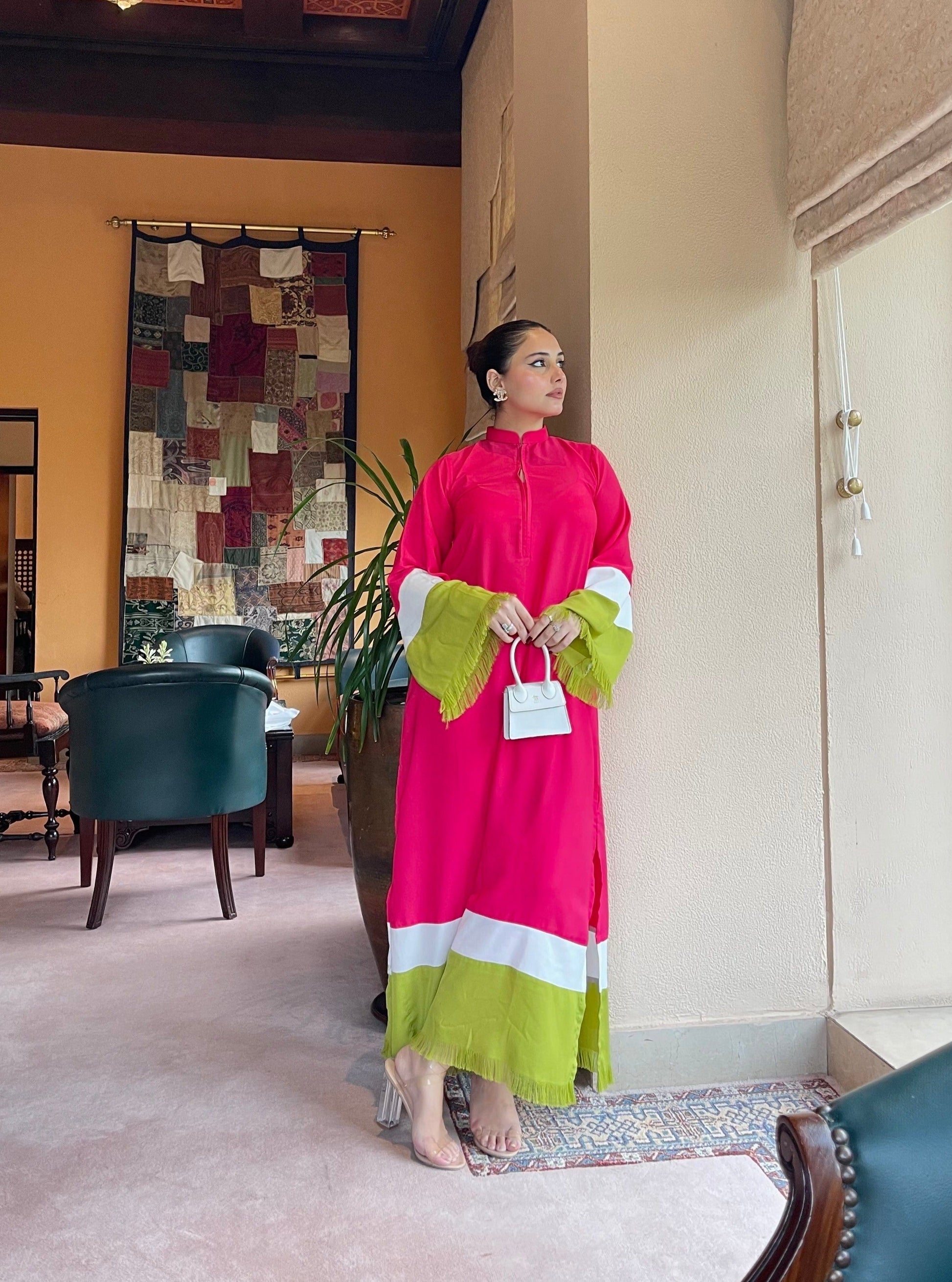 Picture of Manahils - Pink Pop Fringes - Available at Raja Sahib