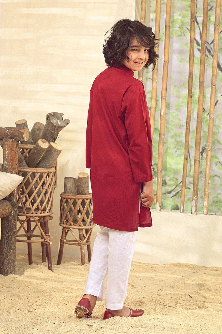 Picture of Istor - Stitched - Kids Kurta - Maroon - IST-100 - Available at Raja Sahib