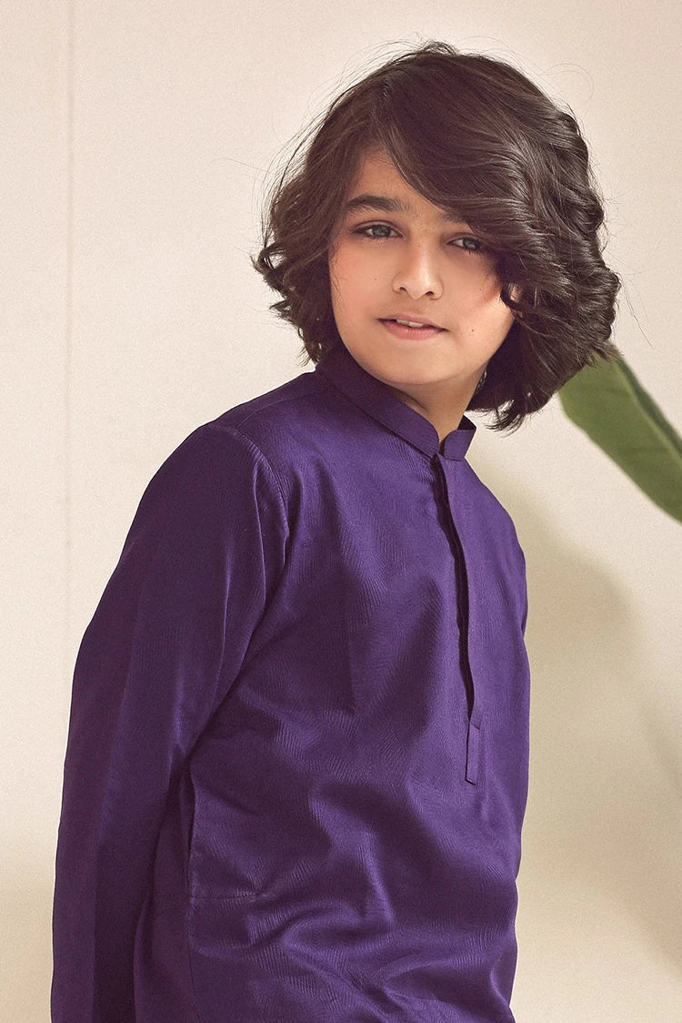 Picture of Istor - Stitched - Kids Kurta - Plum - IST-101 - Available at Raja Sahib