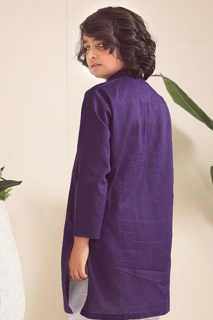 Picture of Istor - Stitched - Kids Kurta - Plum - IST-101 - Available at Raja Sahib