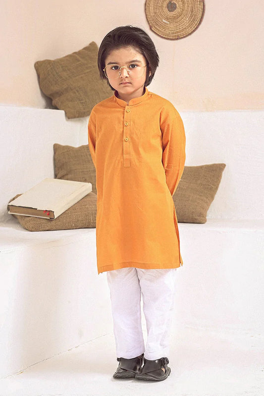 Picture of Istor - Stitched - Kids Kurta - Orange - IST-102 - Available at Raja Sahib