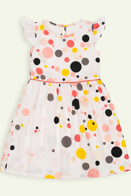 Ixample - White Multi Colored Polka Dot Dress