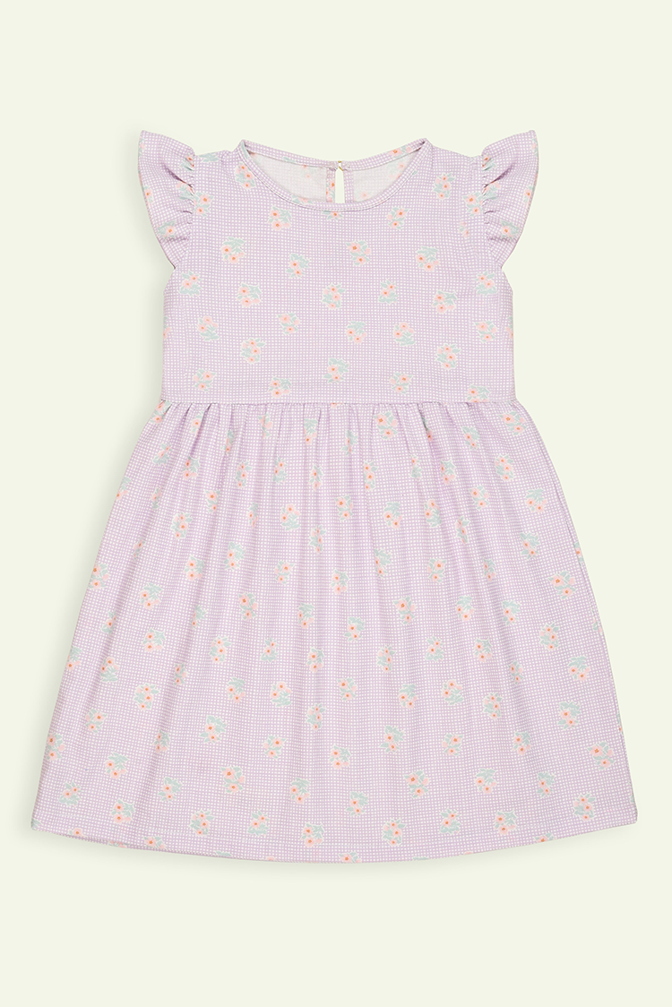 Picture of Ixample - Purple Floral Cotton Dress - Available at Raja Sahib