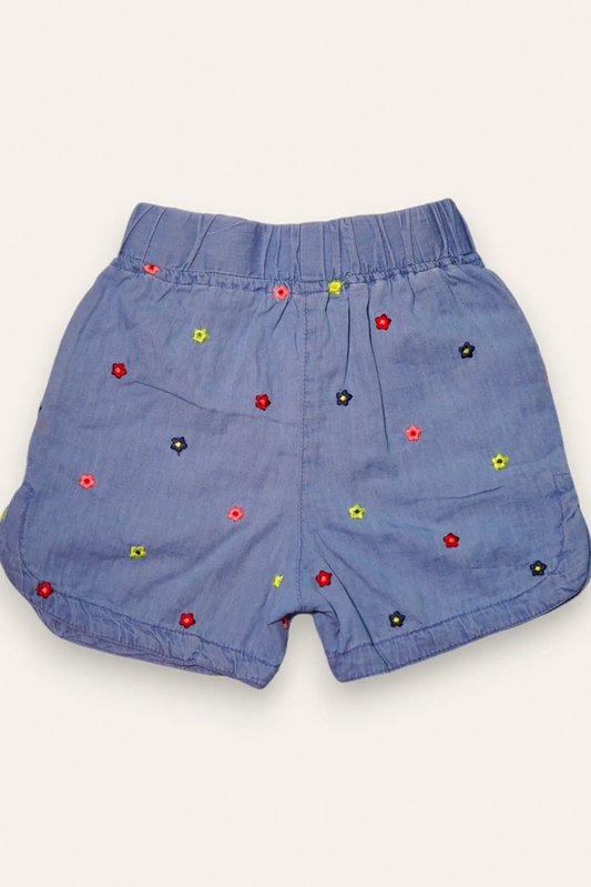 Ixample - Girls Floral Embroidered Denim Short