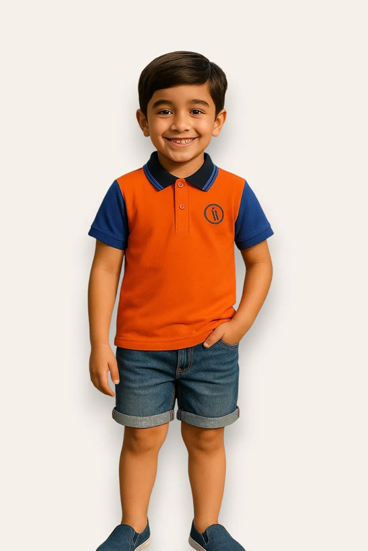 Picture of Ixample - Orange IX Embroidered Polo - Available at Raja Sahib