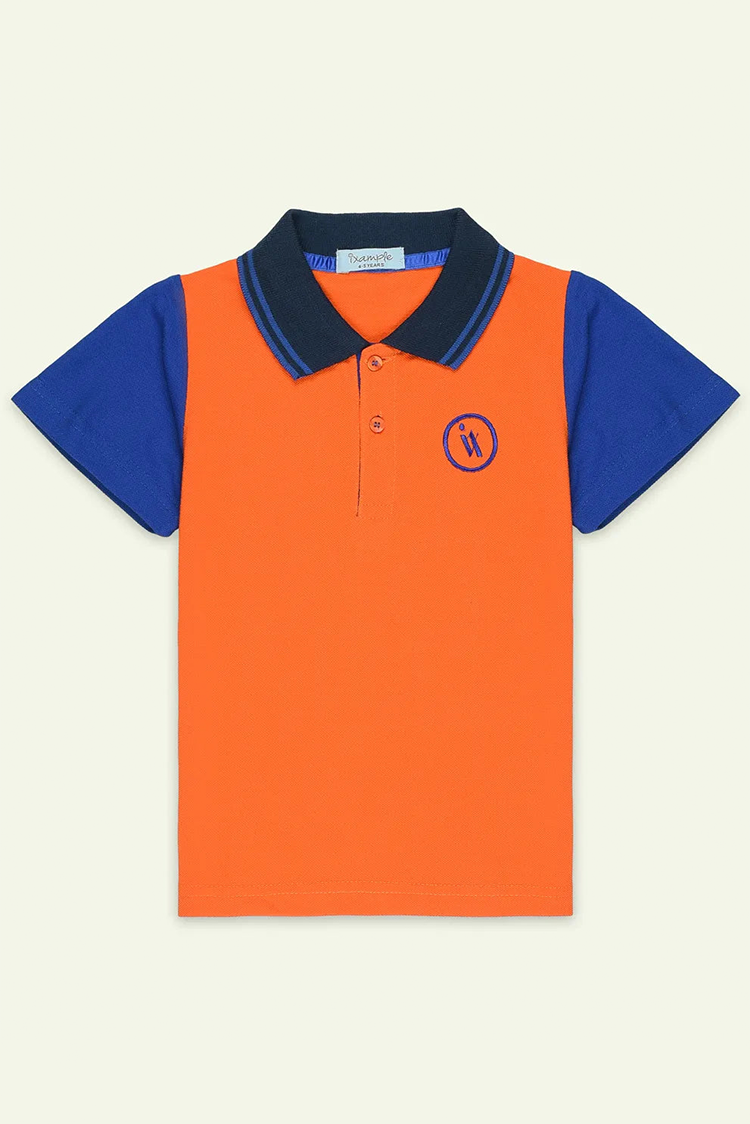 Picture of Ixample - Orange IX Embroidered Polo - Available at Raja Sahib