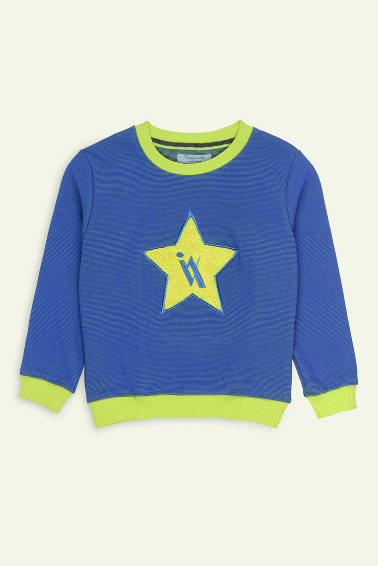 Picture of Ixample - Blue Star Embroidered Sweatshirt - Available at Raja Sahib